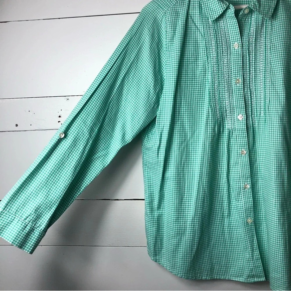 Uncommon Threads J. Jill Women’s Gingham Embroidered Button Down Size Small - Picture 3 of 7